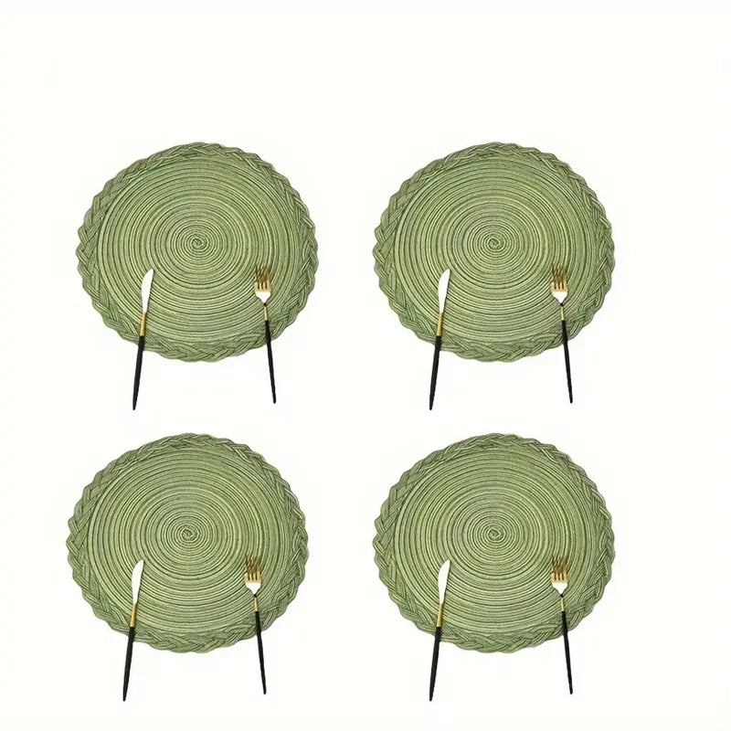 1pcs Round Woven Placemats - Heat-Insulating, Easy Clean, Table Decoration for Western-Style Meals, Festivals