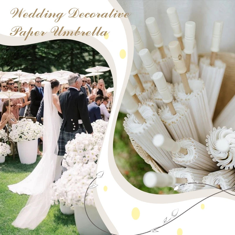 Paper Umbrella for Wedding Chinese Oil Paper Umbrella White DIY Parasol Bridal Baby Shower Party Photograph Prop Decor 60/84cm