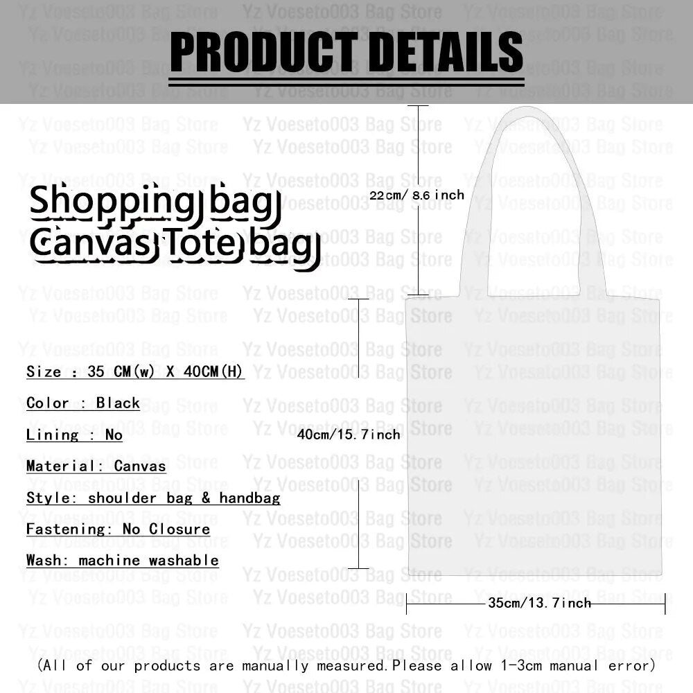 Personalized Custom Name Motto Text Bag Women's Canvas Tote Shopping Beach Travel Bags Square Big Large Book Bags Handbags