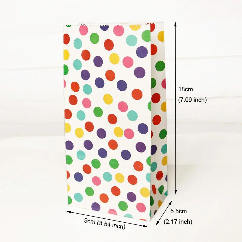 Small Paper Bags Rainbow Printed Candy Cookie Bag Pink Blue Kids Birthday Party Gift Bags Boxes DIY Baking Packaging Supplies