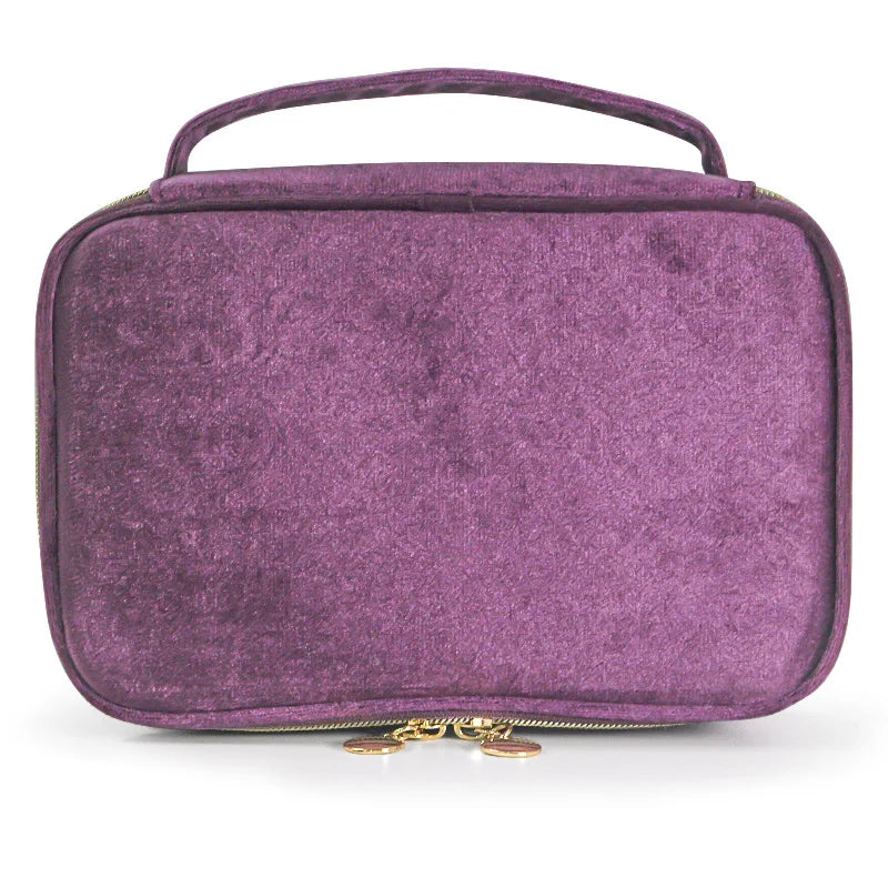 Personalised Bridesmaid Velvet Toiletry Bag Makeup Pouch Clutch Gifts for Her with Name Bride to Wedding Holiday Pouch Brush Bag