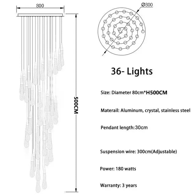 2024 New Modern LED Crystal Chandelier Lustre Restaurant Bar compound Stair Light Living Room Bedroom Lighting Art Lighting