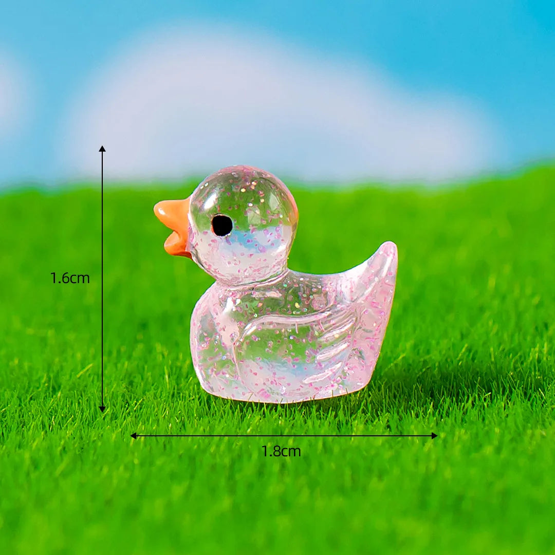 50PCS Mini Ducks Sequin Miniature Duck Resin Desk Decoration Cute Figurines Fairy Garden Accessories Home Decor DIY Doll House