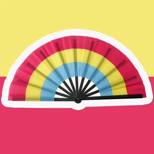 Rainbow Fan LGBT Pride Gay Lesbian  Asexual Transgender Bisexual Pansexual Non-binary Cloth Folding Portable
