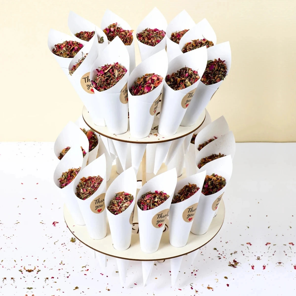 Wedding Confetti Cones Holder Stand Support for Wedding Cones Kraft Paper Wedding Decorations Supplies Confetti Tray Cone