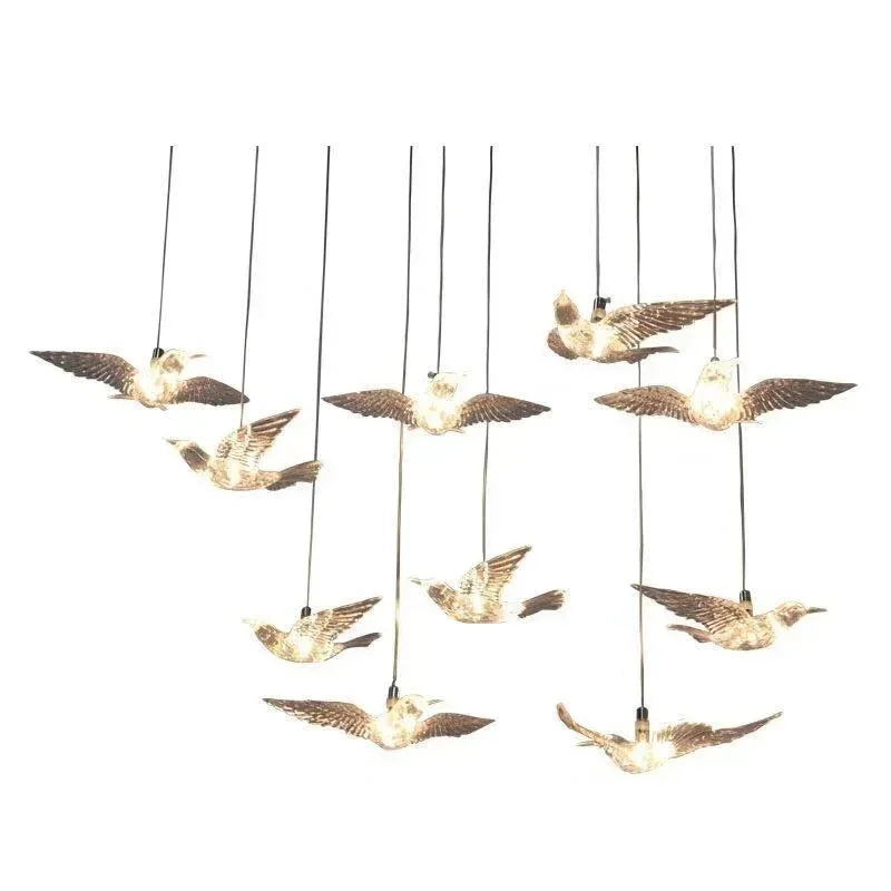 Wedding Props 10PCS Bird Light Transparent Luminous Chandelier Plastic Ceiling Lighting Festival Lamp Birthday Party Decoration