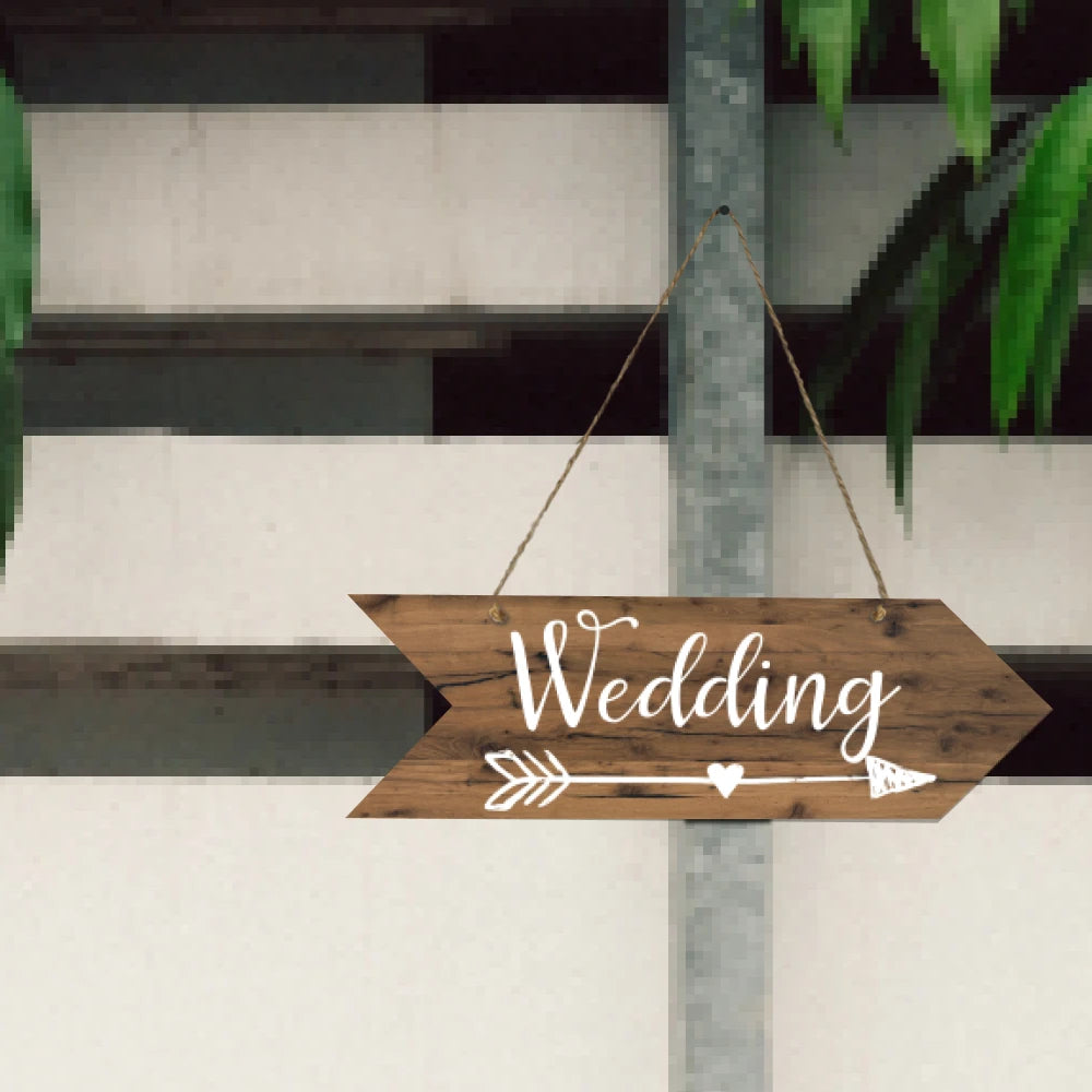 Putuo Decor Wedding Arrow Wooden Plate, Wood Plaque Welcome Guide Board for Marry Wedding Scene Sweet Love Irregular Sign