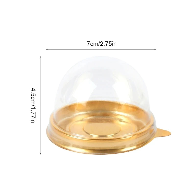 50Pcs Mini Transparent Cake Box Container Muffin Cupcake Dome Pastry Baking Packaging Boxes Wedding Birthday Party Supplies Gift