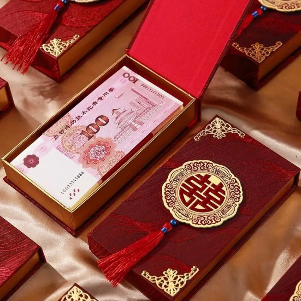 Chinese Wedding Gifted Box High-end Best Wishes Money Pocket Simple Traditional Blessing Red Envelop