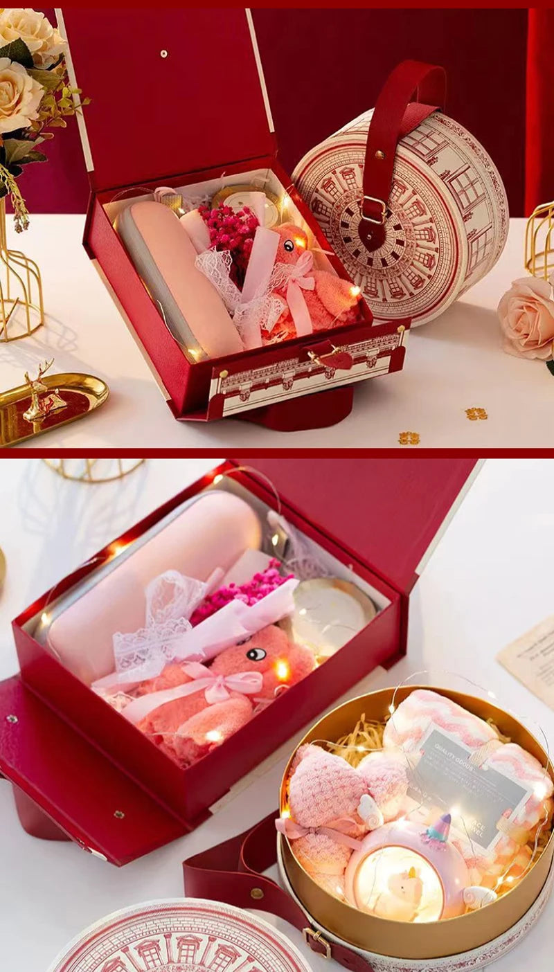 Gift Paper Box Leather Carry Hands Protable Wedding Favors Candy Cake Chocolate Bags Birthday Party New Year Decoration Supplies