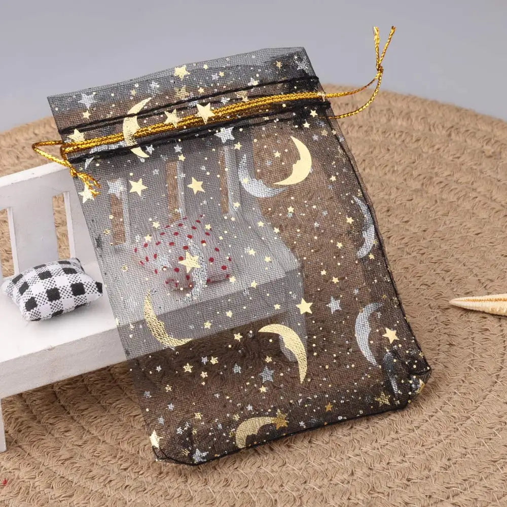 50pcs/lot Moon Star Organza Gift Bag 7x9 9x12 10x15cm Multicolor Gifts Pouches For Wedding Party Candy Bag Jewelry Packing