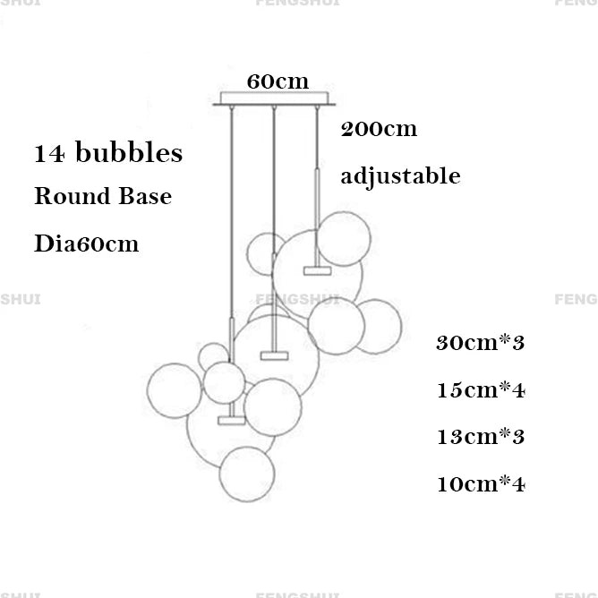 Nordic Decor Led Chandeliers for Living Room Indoor Lighting Bubbles Ball Kitchen Ceiling Chandelier Dining Room Pendant Lamp