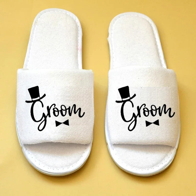 Groom Bride to be Slippers Bridesmaid gift Wedding engagement bachelorette hen party bridal shower Honeymoon travel decoration