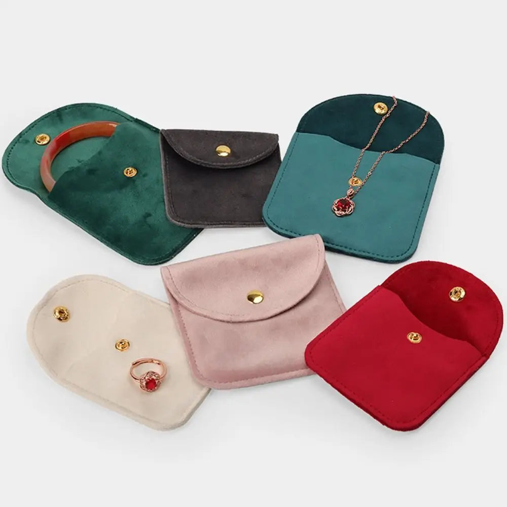 1 Pcs Dust Protect Portable Soft Velvet Gift Jewelry Bag Snap Button Packaging Bag Necklace Earrings Bracelet Ring Storage Pouch
