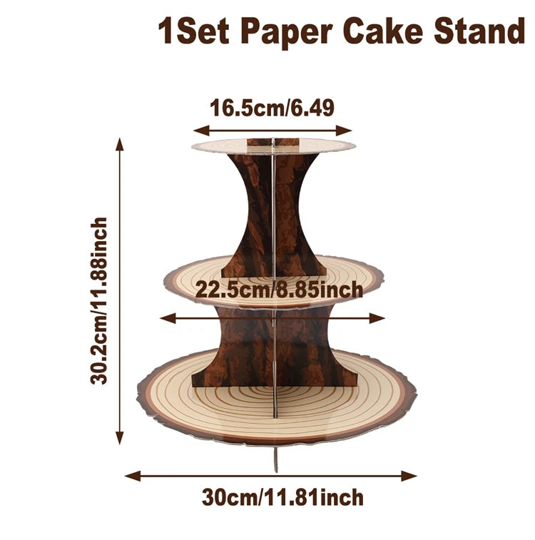 1set Cake Rack  Stand  for Birthday Country Wedding Party Decor Forest Style Table Decoration Round Cupcake Holder Cupcake Stand