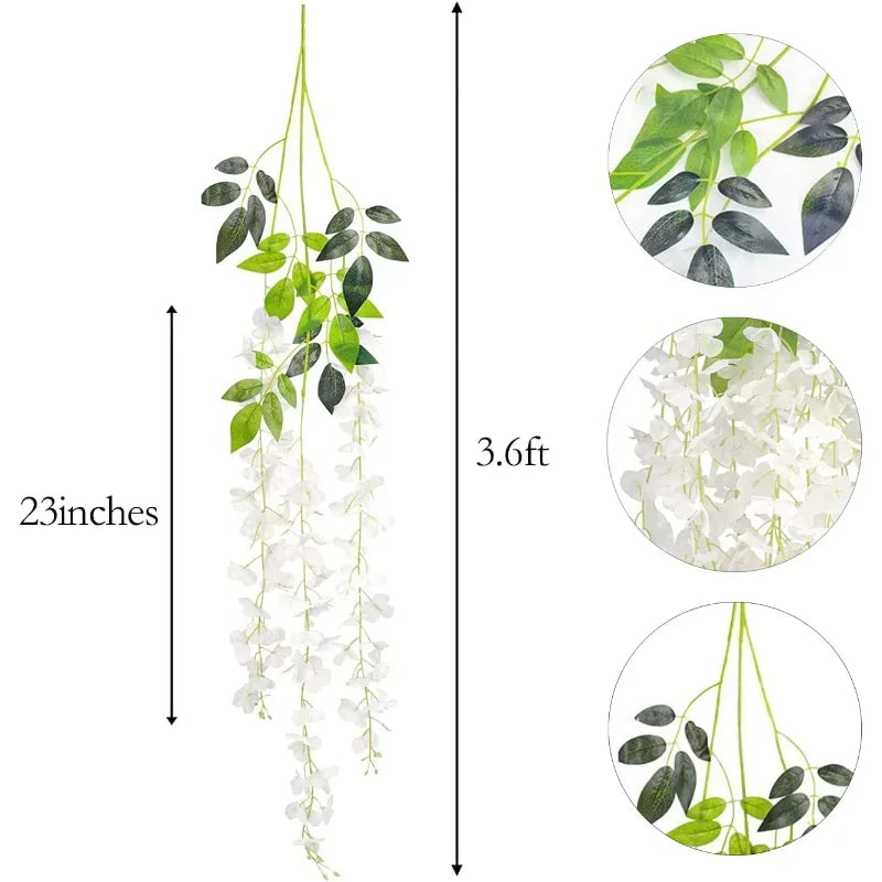 Wisteria Vine Artificial Flowers Wholesale 110cm Trailing Fake Flower String for Home Wedding Party Decor Silk Wisteria Garland