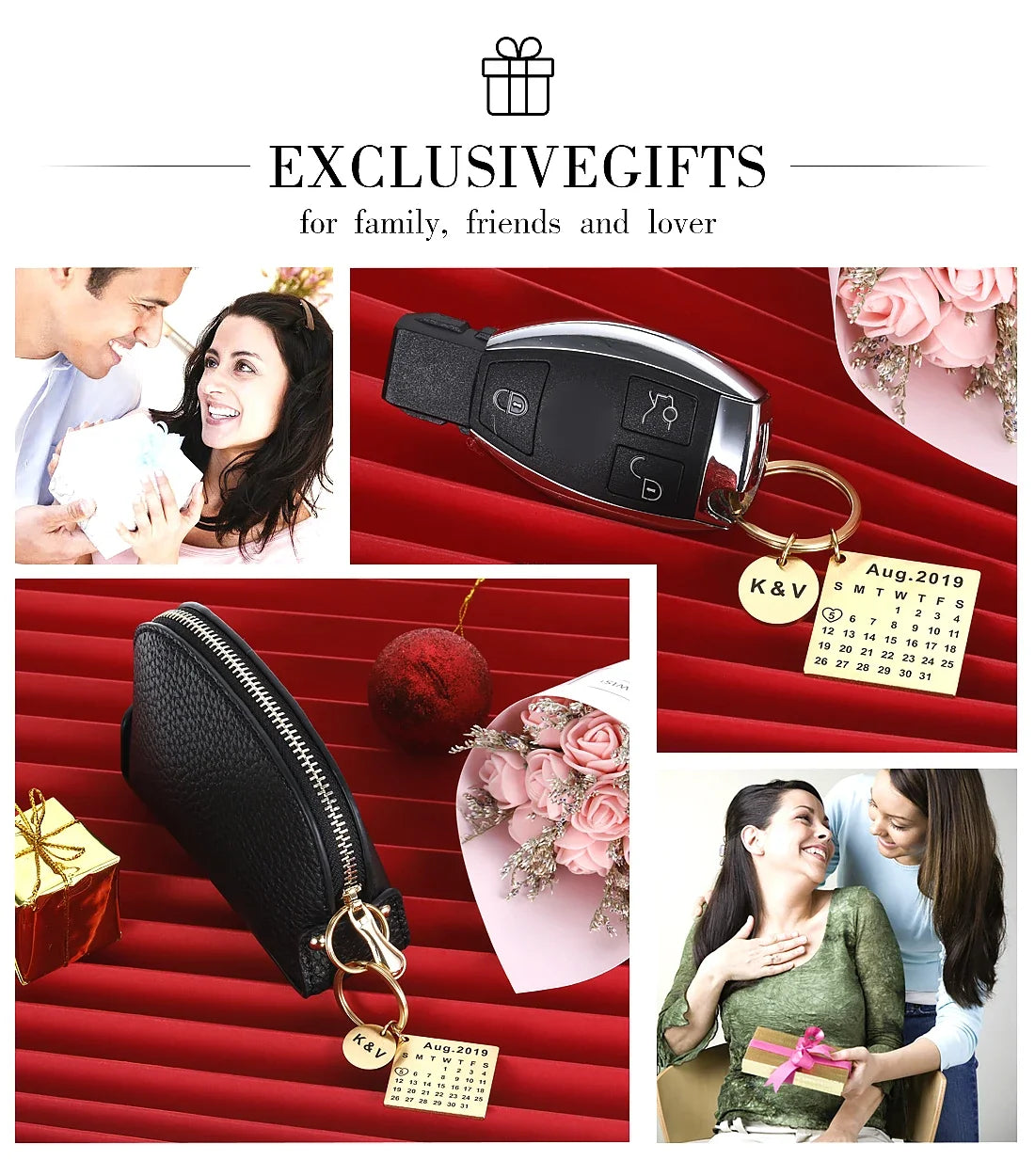 Personalized Stainless Steel Engraved Calendar Date Keychain Custom Keyring Gift For Wedding Anniversary Gift
