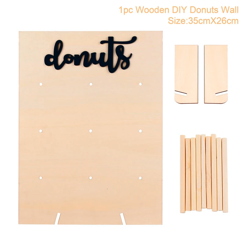 Donut Wall Holder Stand Sweet Cart Rustic Wedding Table Decor Donut Board  Birthday Party Candy Bar Baby Shower Donut Party