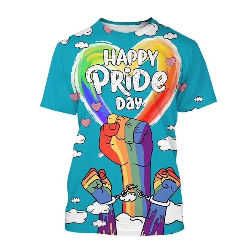 Full Print Happy Pride Day T Shirt For Men Fashion LGBT Graphic Tee Shirts New In Tops & Tees Women Oversized Funny Tshirt Tops