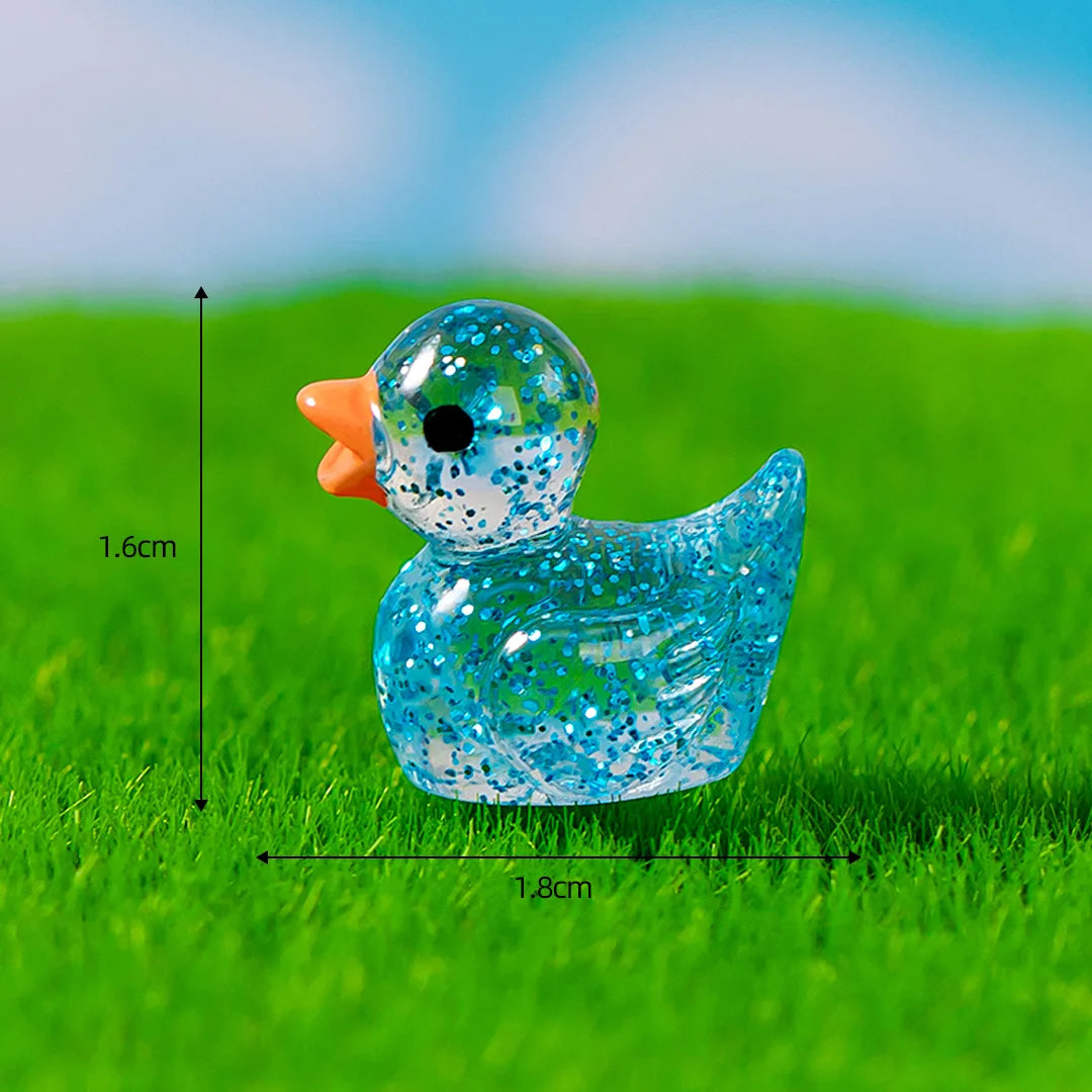 50PCS Mini Ducks Sequin Miniature Duck Resin Desk Decoration Cute Figurines Fairy Garden Accessories Home Decor DIY Doll House