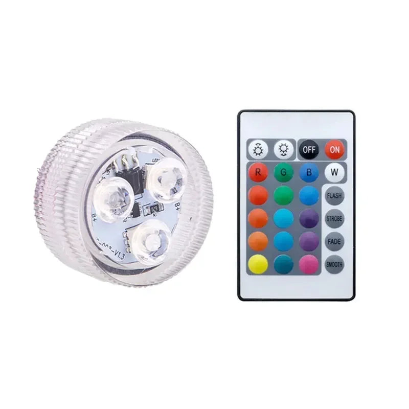 3leds RGB Led Submersible Light Underwater Night Lamp Battery Operated Garden Swimming Pool Light for Wedding Party Vase Bowl