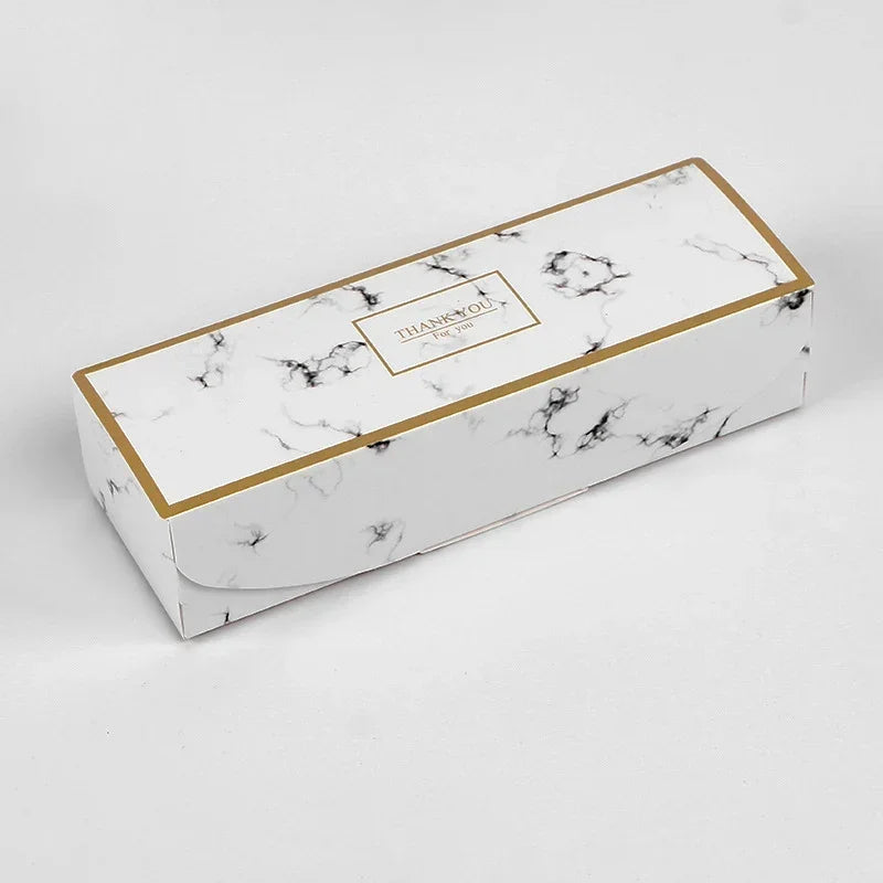 20pcs Rectangular Marbling Cardboard Gift Box Black Plume Paper Packaging Boxes Chirstmas Thank You Cake Chocolate Paper Boxes