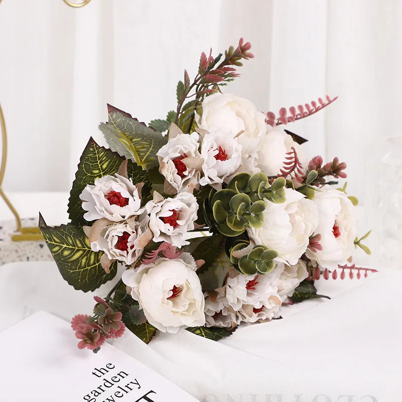 Artificial Peonies Silk Peony Flowers Artificial Flowers Plants for Home Hotel Wedding Christmas Tables Home Flowers vase Decor
