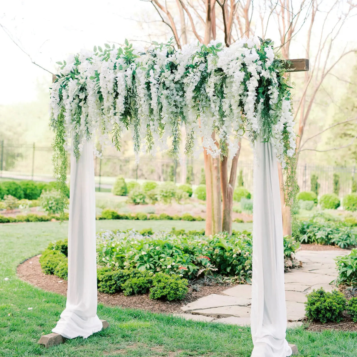 12pcs Artificial Wisteria Flowers String Hanging Garland Outdoor Wedding Garden Arch Decoration Home Party Decor Fake Flower