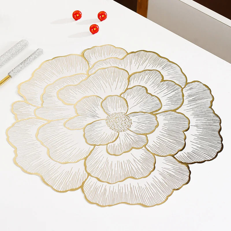NEW Arrival PVC Flower Placemat Dining Decorative Heat Resistant Table Pad Coasters Home Party Wedding Christmas