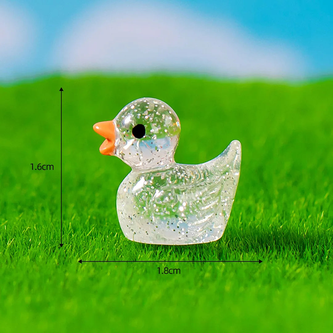 50PCS Mini Ducks Sequin Miniature Duck Resin Desk Decoration Cute Figurines Fairy Garden Accessories Home Decor DIY Doll House