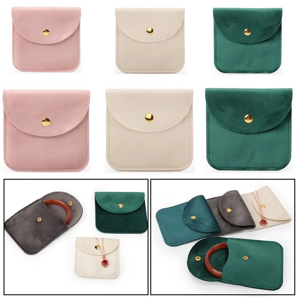 1 Pcs Dust Protect Portable Soft Velvet Gift Jewelry Bag Snap Button Packaging Bag Necklace Earrings Bracelet Ring Storage Pouch