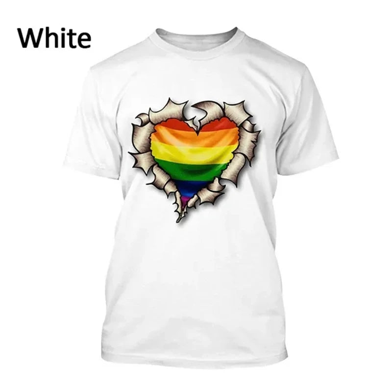 New LGBT Rainbow T Shirt 3D Funny Short Sleeve T Shirt Men And Women LGBTQ Clothing Casual Fashion Print Streetwear Tops Clothes