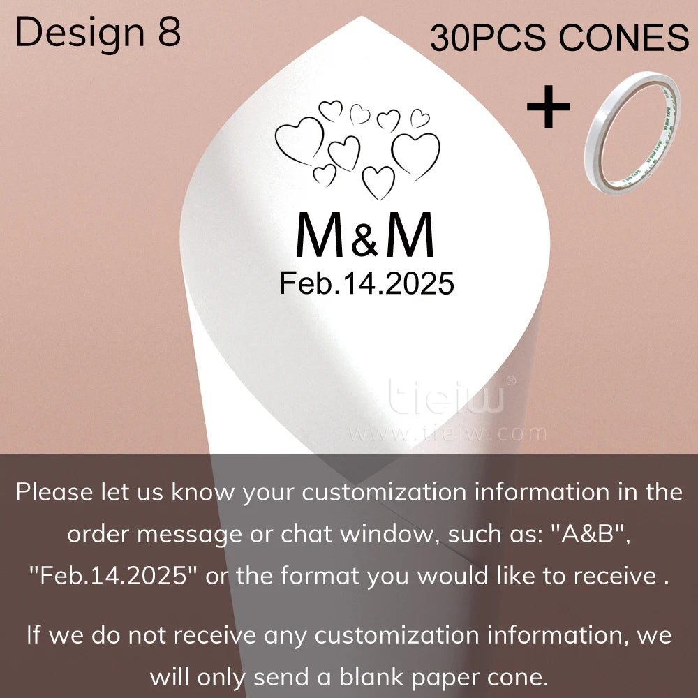 Personalized Wedding Confetti Cones with Names and Date Petal Candy Natural Confetti Customizable for Celebrations Decoration