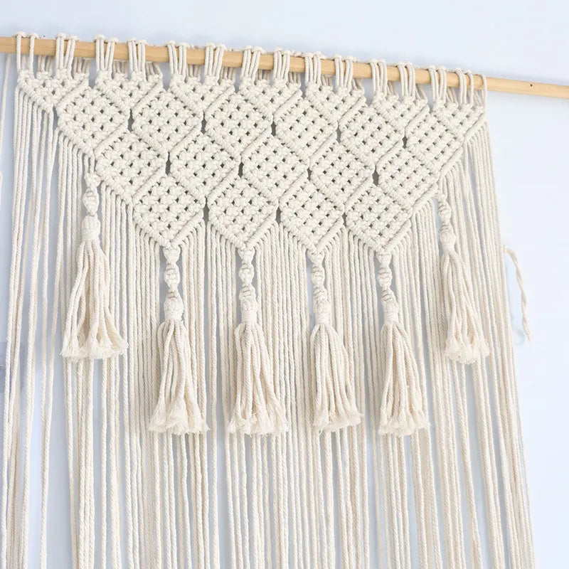 Hand-woven Macrame Cotton Door Curtain Tapestry Wall Hanging Art Tapestry Boho Decoration Bohemia Wedding Backdrop Tapestry Gift