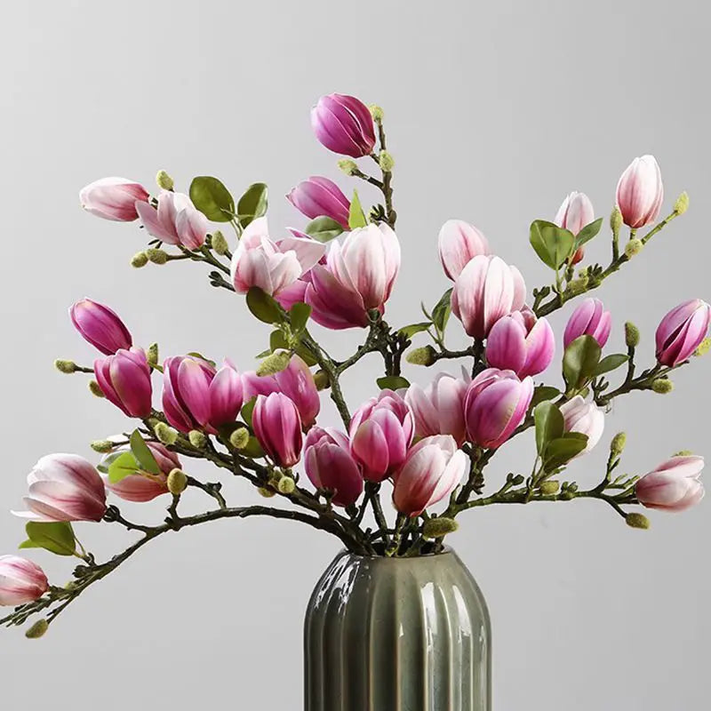 Single branch Artificial Plastic silk Magnolia flowers for Home vase windowsill Wedding Bride Outdoor arch Decoration prop diy