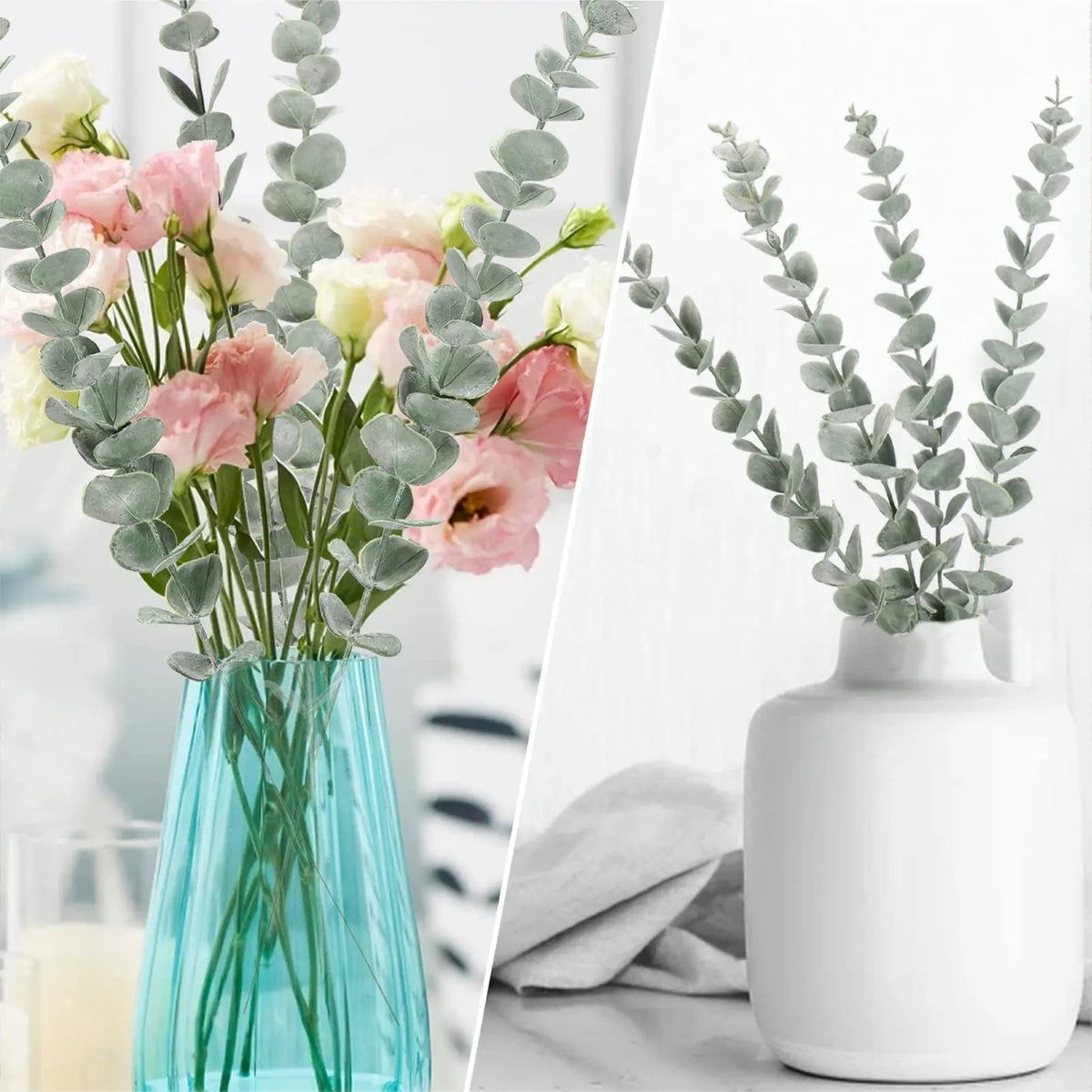 10pc 38CM Artificial Plants Eucalyptus Leaves Green Leaf Branches Flowers Wreath DIY Bouquet Centerpiece Wedding Home Decoration