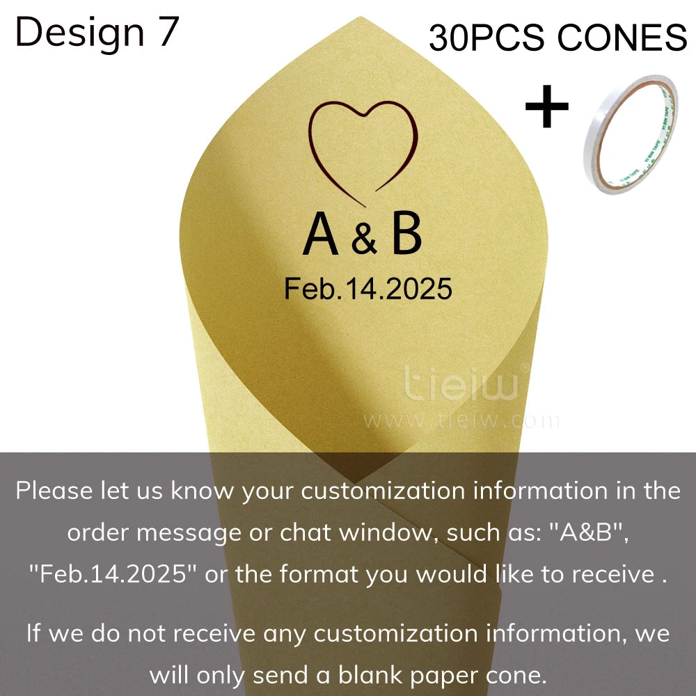 Personalized Wedding Confetti Cones with Names and Date Petal Candy Natural Confetti Customizable for Celebrations Decoration