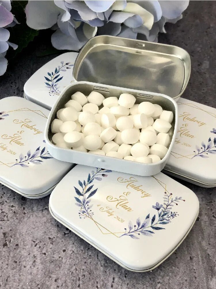 Mint to be Wedding Party Favors Tin Box Custom Design Gift for Guests In Bulk Personalized Photo Print Bridal Shower Engagement