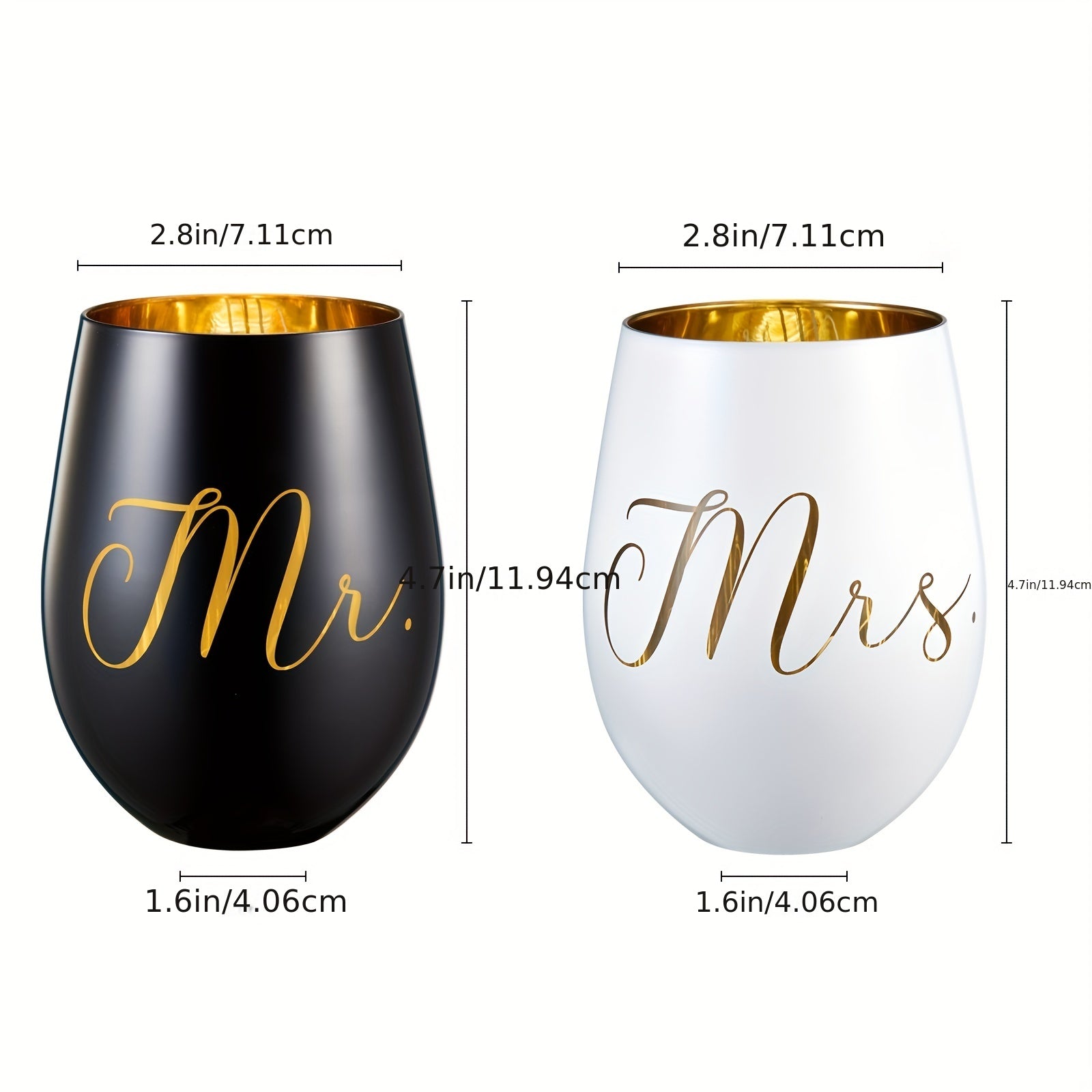 Mr & Mrs Engraved Wine Glasses - Perfect for Weddings, Engagements, Bridal Showers | Lead-Free Glass, Reusable, Handwash Only, Gifts for The Groom And Bride