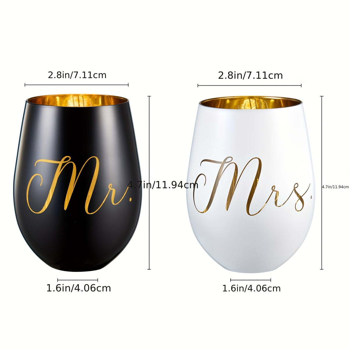 Mr & Mrs Engraved Wine Glasses - Perfect for Weddings, Engagements, Bridal Showers | Lead-Free Glass, Reusable, Handwash Only, Gifts for The Groom And Bride