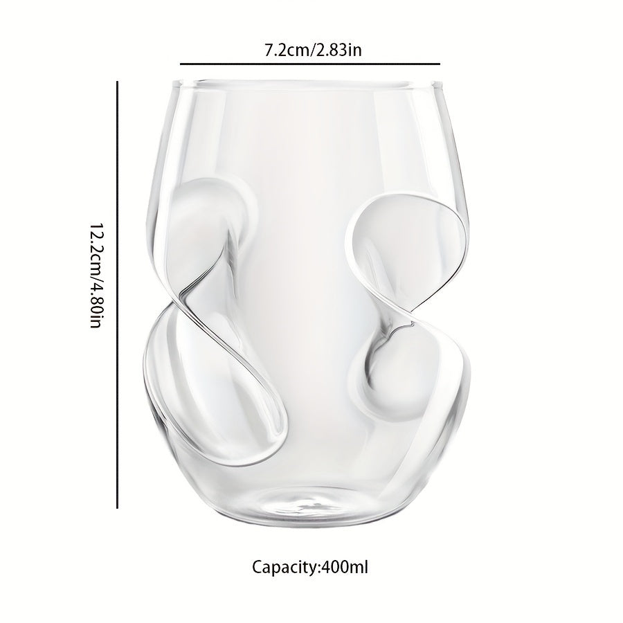 [Popular Choice] 1pc Elegant Japanese-Inspired Creative Cocktail Glass - Reusable, Insulated Twisted Design Clear Glass Cup for Whiskey, Beer, Tea & More - Perfect for Home Bar Entertaining