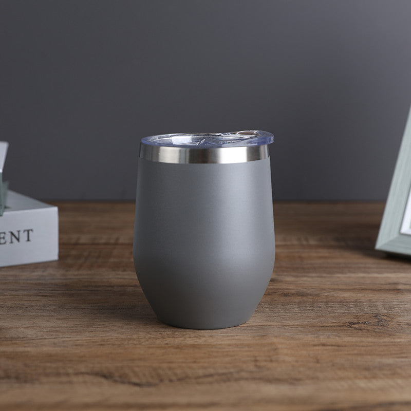 1pc, Wine Tumbler, 12 Oz Coffee Mugs With Lid, Double-Layer Vacuum Cup, Long Lasting Insulation Water Bottle, Indoor Outdoor Coffee Cup, Kitchen Accessories, Household Items