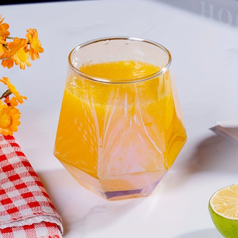 Color-Changing Hexagonal Glass Cup Set - Reusable, Lead-Free Drinking Glasses for Water, Wine, Tea & Juice - Perfect for Home Use, Cup Covers for Drinks