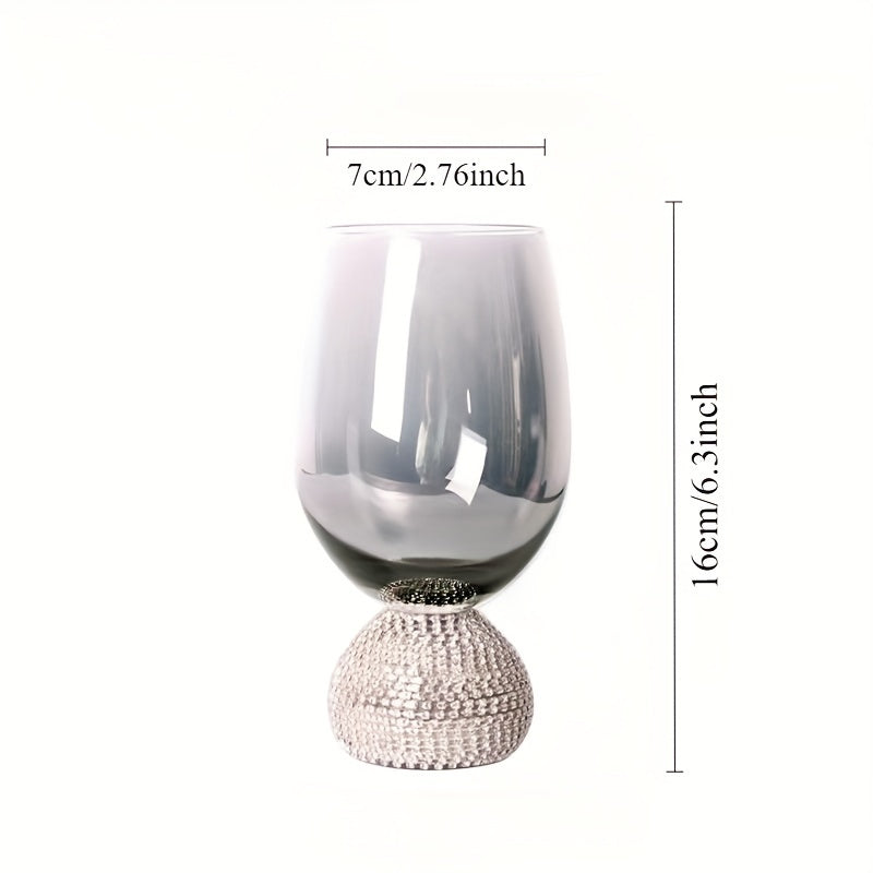 2pcs Luxe Stemless Wine Glass Set, Hand-Blown Insulated Glassware, Rhinestone Embellished, Smoke Grey, Reusable for Cocktails, Red Wine, Whiskey - Ideal for Christmas, Halloween, Easter, Thanksgiving, Hanukkah Gifts