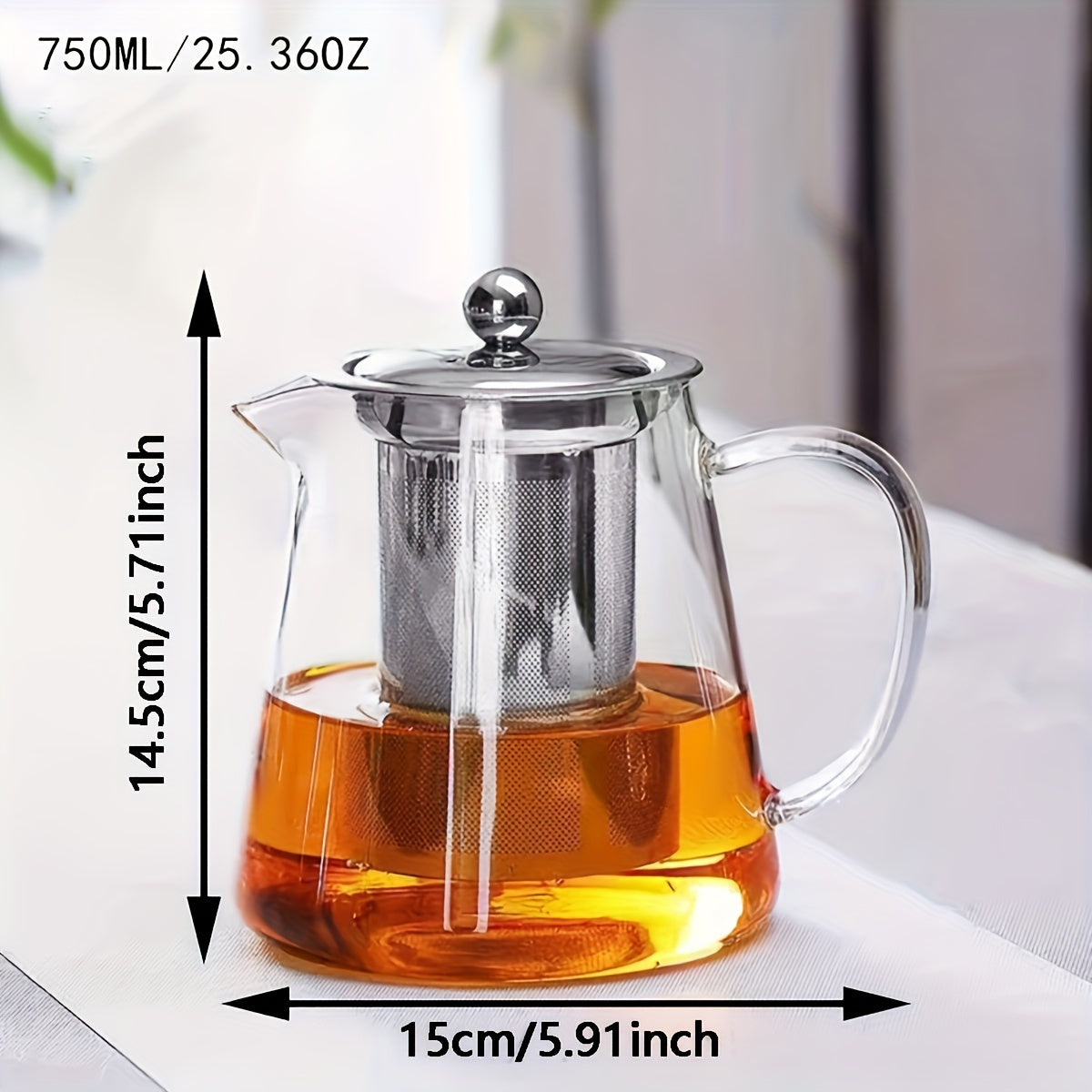 1pc, Glass Teapot, 550ml/750ml/950ml/1300ml Heat Resistant Glass Tea Pot, Summer Winter Drinkware