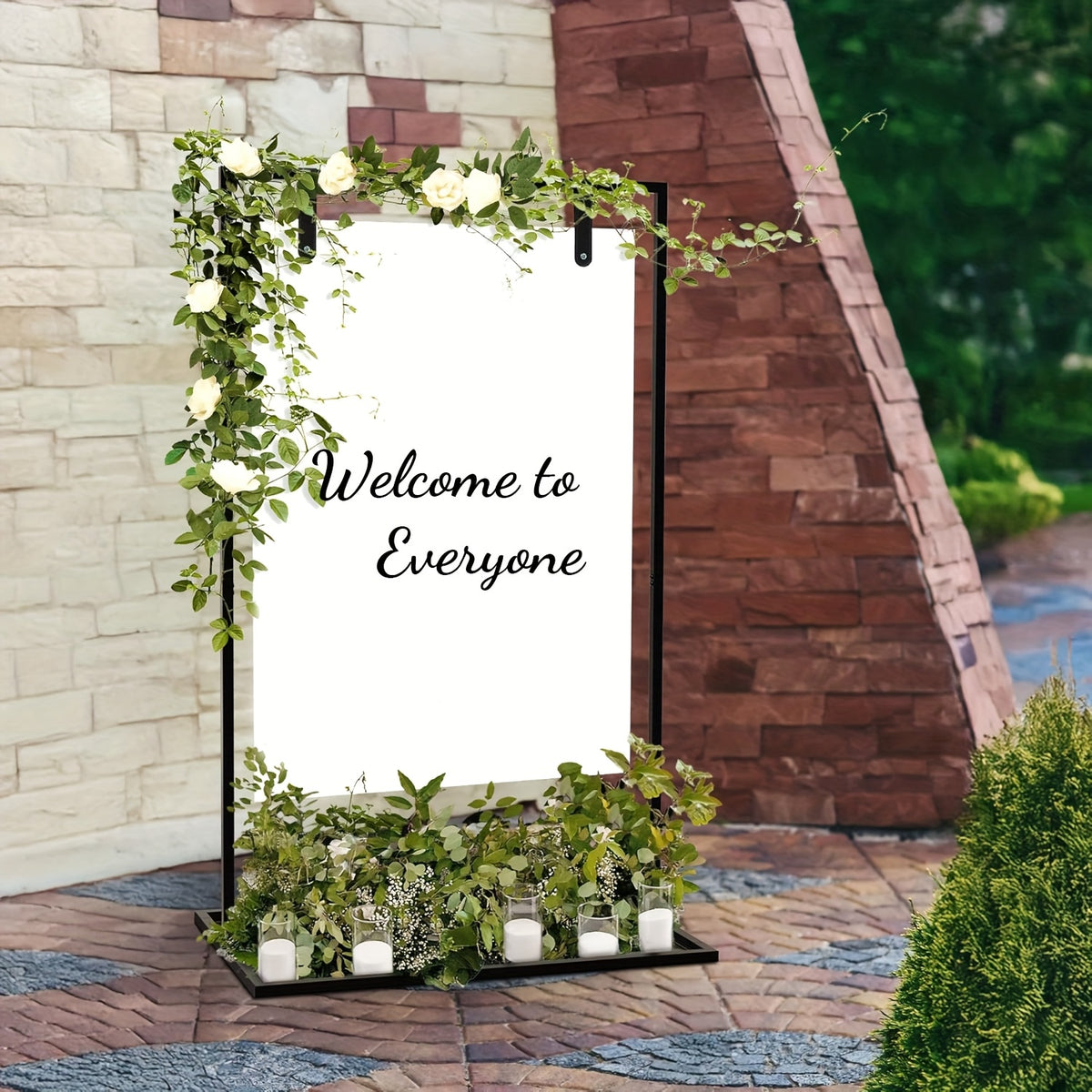 Metal Wedding Sign Holder - Heavy Duty Welcome Stand with Removable Sign, 172.72x76.2x50.8 cm, Contemporary Design for Weddings, Birthdays, Events, and Display Stands, Flower and Poster Not Included, Wedding Decorations