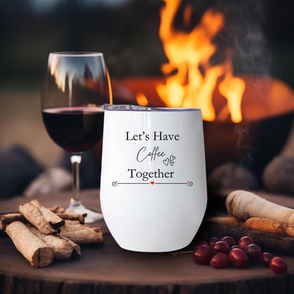 2pcs Stainless Steel Coffee Mugs with Lids, Leak Proof, BPA Free, Reusable, Oval Shaped, with Heart Pattern, for Christmas, Halloween, Valentine'S Day - Ideal Gift for Couples