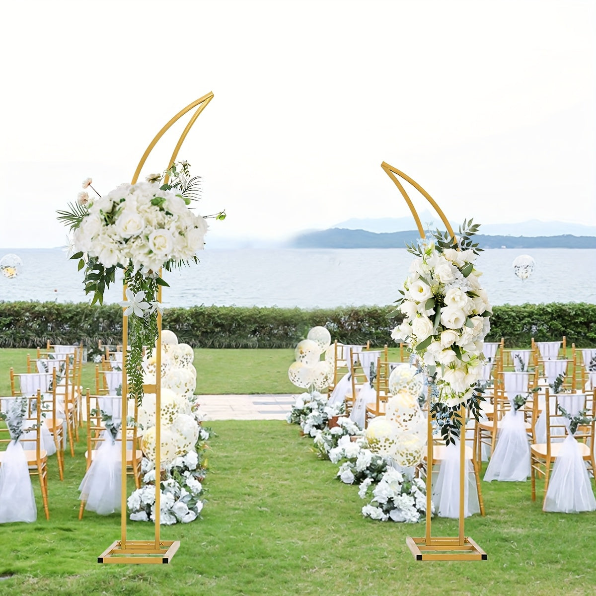 Set Of 2pcs Wedding Arch Backdrop Stand for Party, Christmas Arch for Wedding Ceremony, Birthday Party, Valentine's Day, Mother's Day, Halloween, Festive Setup, Party Decoration, Chic Design, Stylish Backdrop, Metal Frame, St