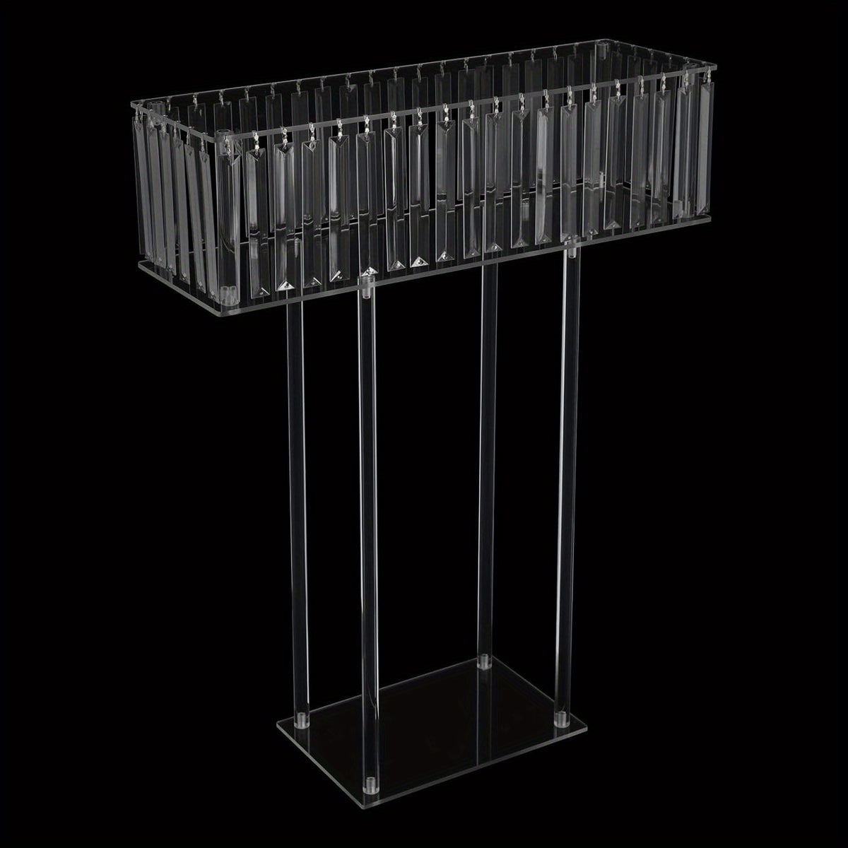 Large Modern Acrylic Wedding Flower Stand with Hanging Pendants - 9.36meter-like Height (59.94cmL x 77.98cmH) Clear Vase, Sturdy Base /Table Centerpiece