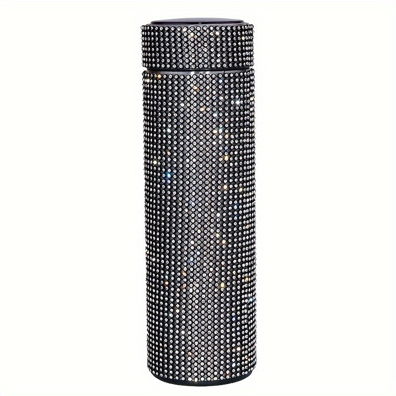 1pc, Sparkling Studded Vacuum Flask, 16oz/480ml Stainless Steel Insulated Water Bottles, Travel Thermal Cups, For Hot And Cold Beverages, Summer Winter Drinkware, Gifts